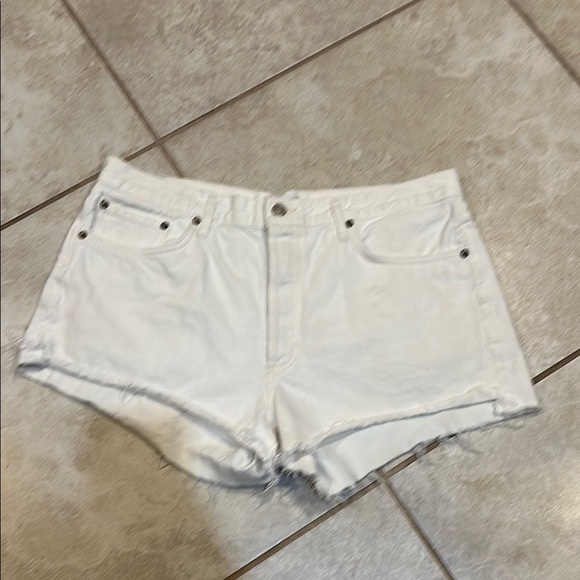 AGolde Parker White Cut Off Denim Shorts 32 - Picture 1 of 6